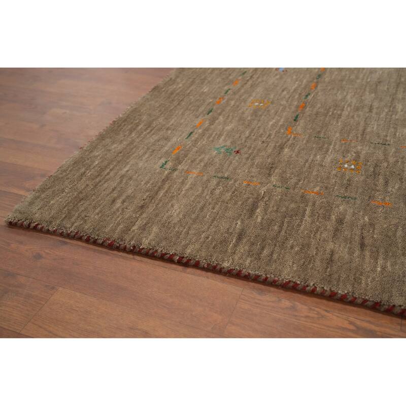 Hand Knotted Oriental 100% Wool Carpet Tribal Animal Pictorial Brown Gabbeh Area Rug - 8' 0'' X 8' 0''