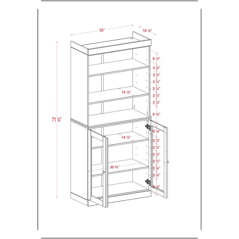 100% Solid Wood 32" Kitchen Pantry Cabinet with 2 Doors by Palace Imports