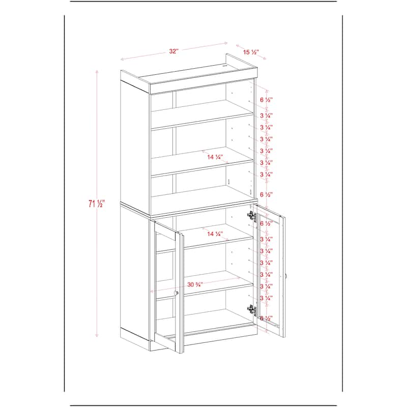 Palace Imports 100% Solid Wood Bathroom & Laundry Storage Cabinet, Raised Panel Doors, Adjustable Shelves, 32" Wide, 71.5" Tall - Navy - 2 Doors Glass