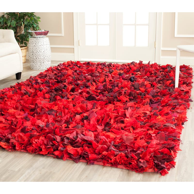SAFAVIEH Handmade Rio Shag Chihoko 3.5-inch Extra Thick Decorative Rug - 6' x 9' - Red/Multi