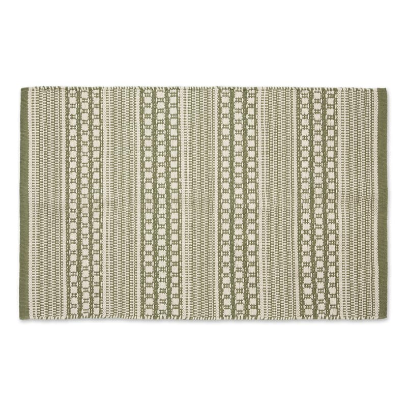 DII Stone Dobby Stripe Hand-Loomed Rug 2ft 6inx6 Ft - 36.0 In. L X 24.0 In. W X 0.2 In. H - Artichoke