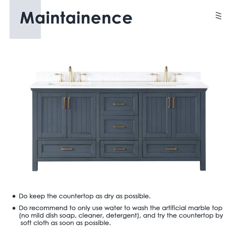 Altair Isla 72" Bathroom Vanity in Classic Blue with Countertop,with Mirror - 72 in.