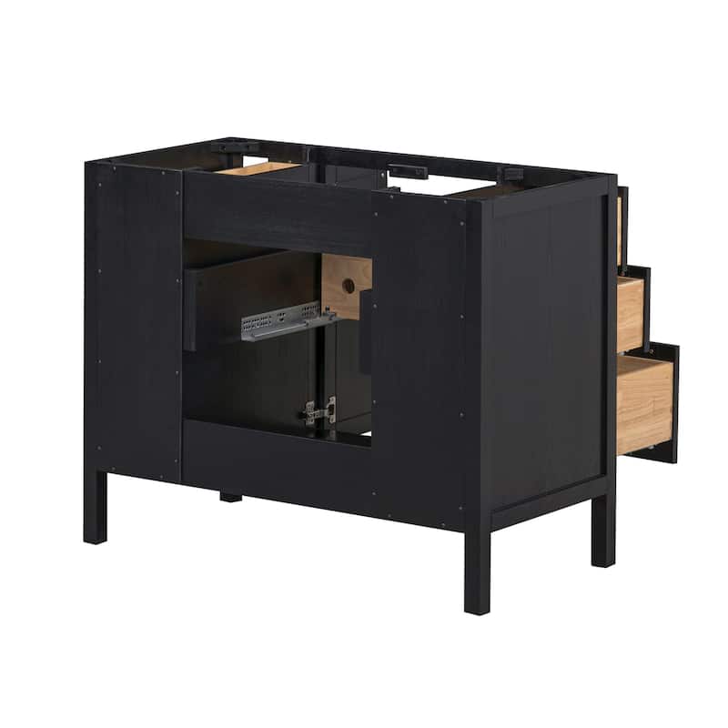 Luka Bathroom Vanity in Black Oak with Alluring Quartz Top