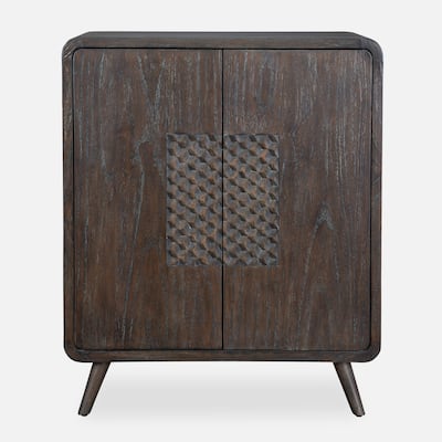 Vintage Style 2-Door Storage Cabinet with Tapered Legs - 35" - Brown