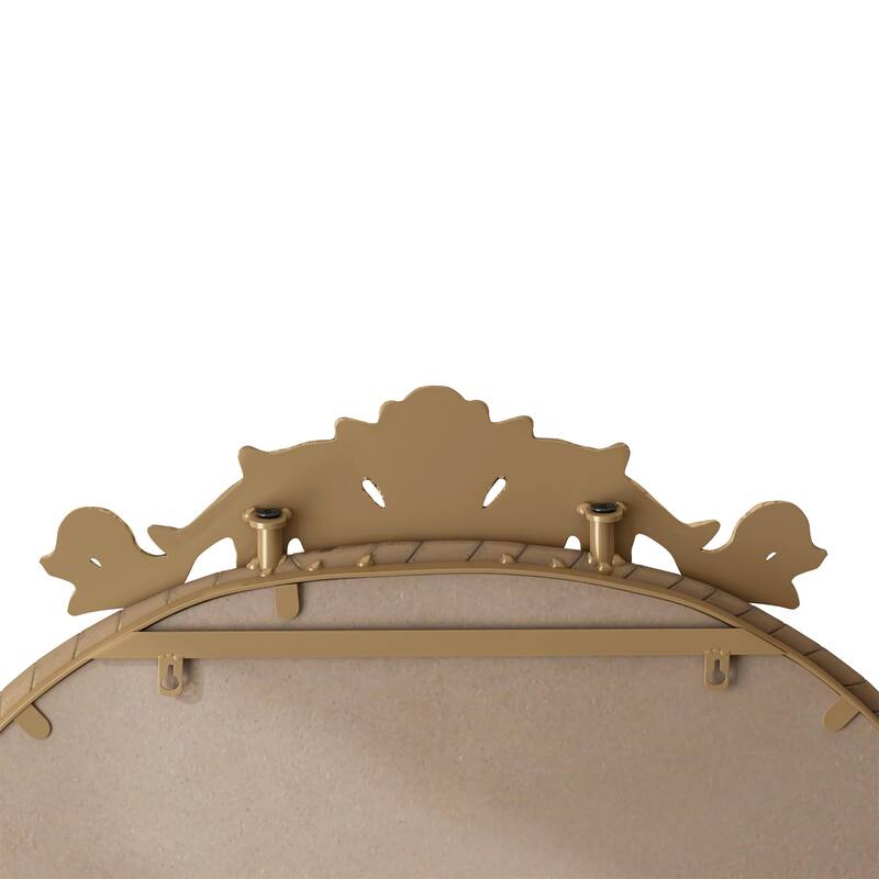 58"x24"Arched Hanging Wall Mounted Mirror with Metal Frame and Hooks