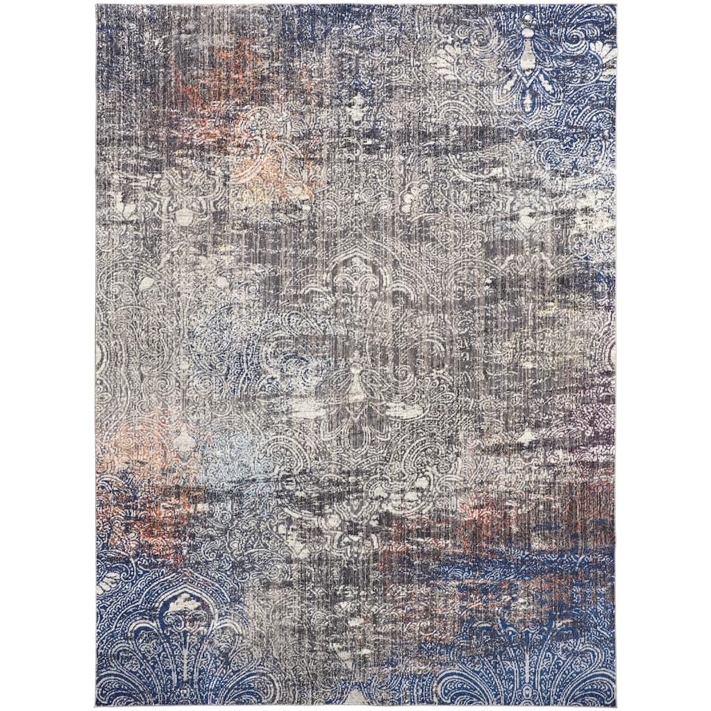 Bellini Vintage Bohemian Rug, Distressed Blue/Gray, Area Rug