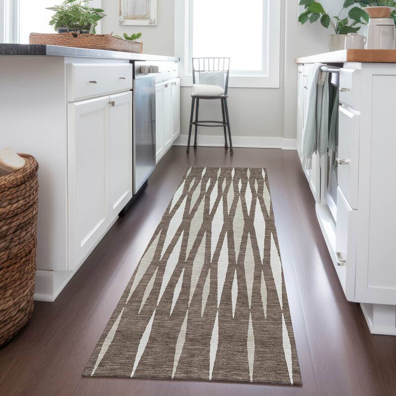 Machine Washable Indoor/ Outdoor Chantille Mosaic Contemporary Rug