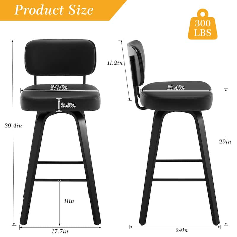 26"/29" Swivel Counter/Bar Stools with Black Bentwood Legs