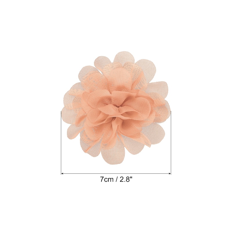 10Pcs Chiffon Flowers Fabric Flower Sewing Fabric Appliques - Peach - 2.8"