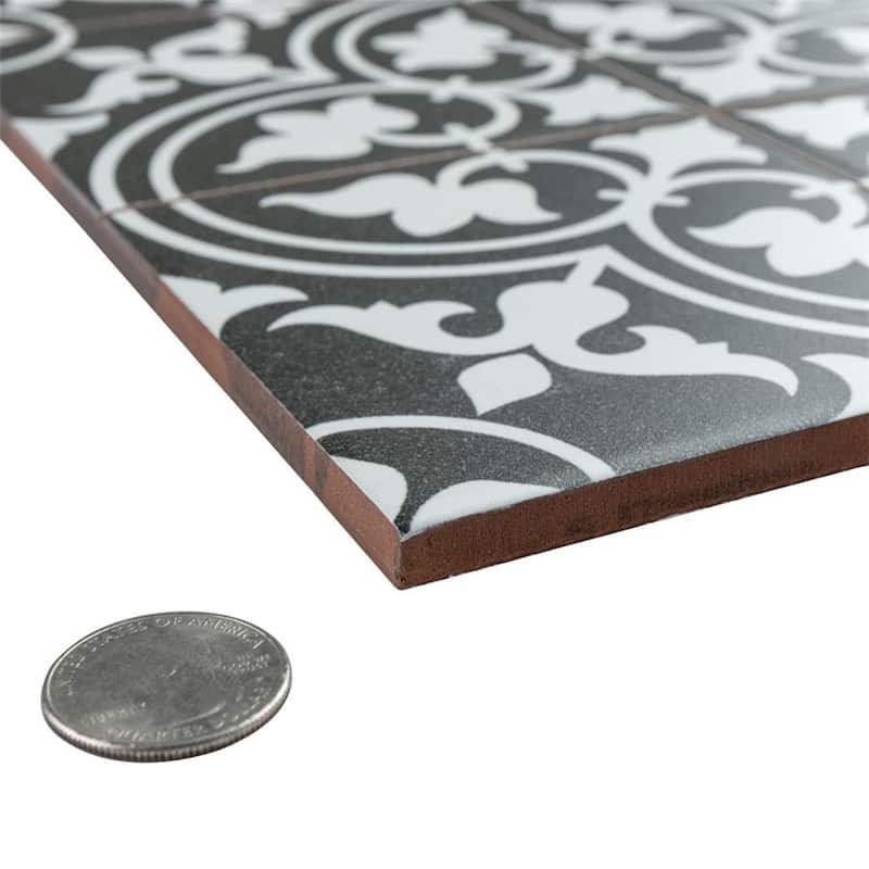 Merola Tile Harmonia Classic Black 13" x 13" Ceramic Floor and Wall Tile