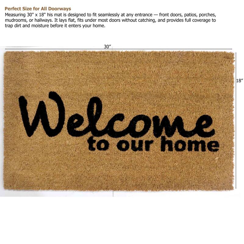 Gardenised Heavy Duty Coco Coir Doormat Non Slip PVC Baking Embossed Welcome Design Natural Coconut Fiber Floor Mat 18x30"