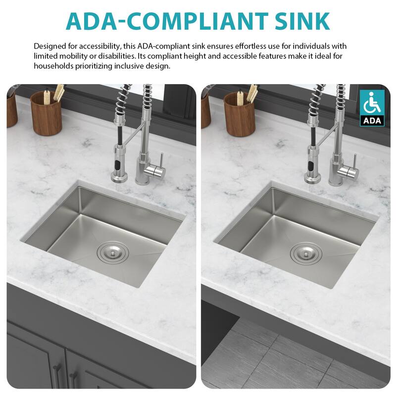 Kitchen Sink, 18 Inch Undermount Sink 5.5-Inch Single Bowl 16 Gauge Stainless Steel 18x16x5.5 Inch Sinks Basin