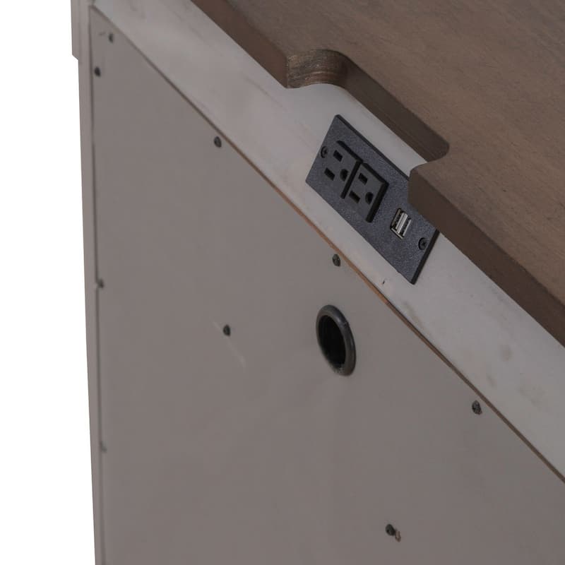 Ivy Hollow Weathered Linen Taupe 3 Drawer Bedside Chest Charging Station
