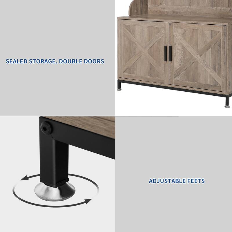 Moasis Hall Tree and Coat Rack with Bench and Shoe Storage for Hallway Entryway