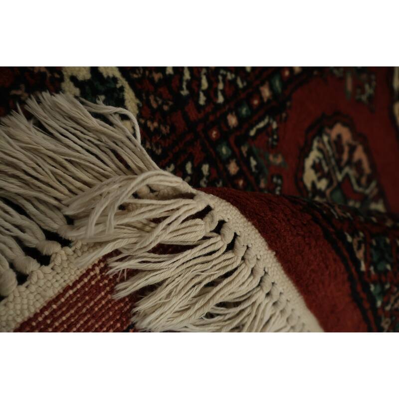 Hand Knotted Oriental 100% Wool Carpet Traditional Geometric Red Balouch Area Rug - 2' 10'' X 1' 11''