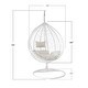 preview thumbnail 20 of 19, Wicker Rattan Hanging Swing Chair with White Metal Stand and Grey Cushion
