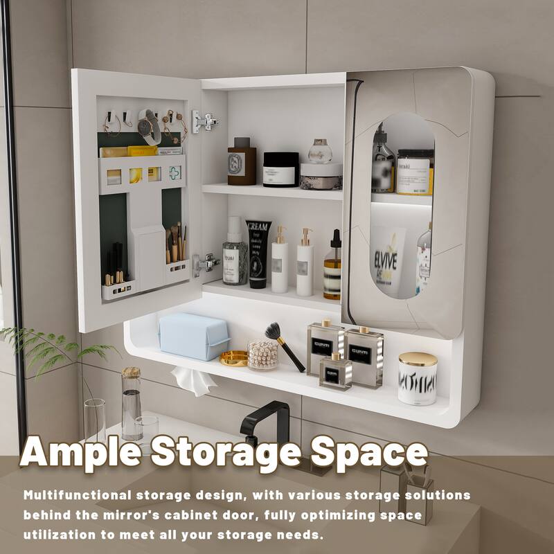 LED Lighted Bathroom Medicine Cabinet with Mirror, Wall Mounted Aluminum Storage Cabinet with Anti-Fog and Touch Control