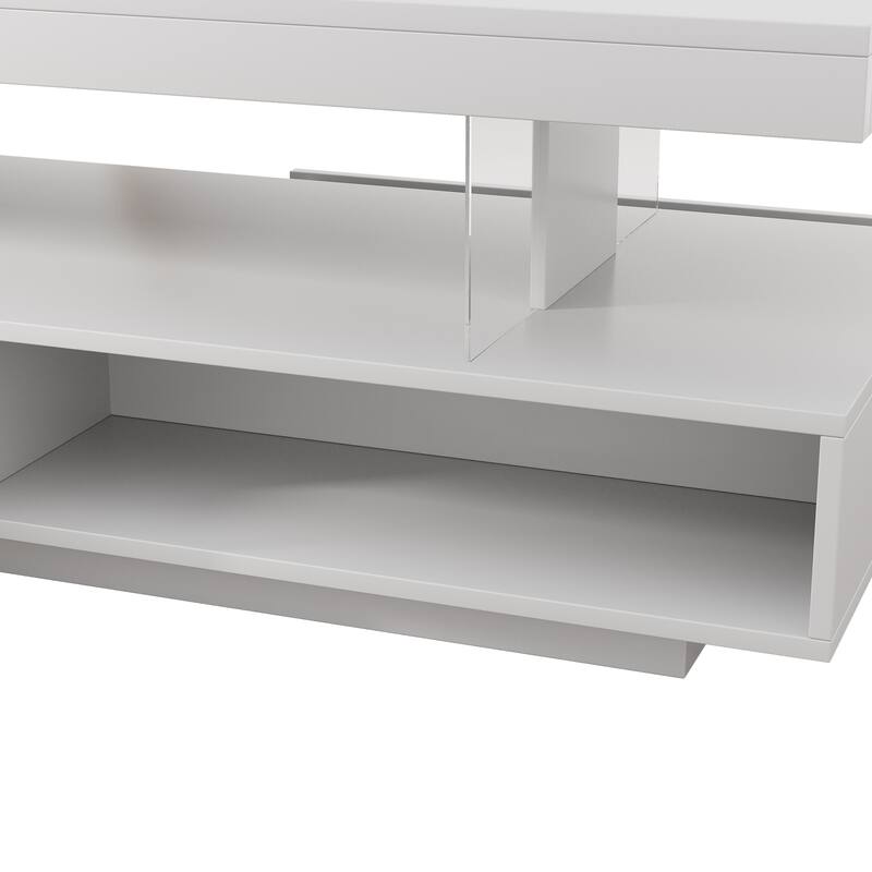 LED Storage Coffee Table with 2 Drawers and Shelves