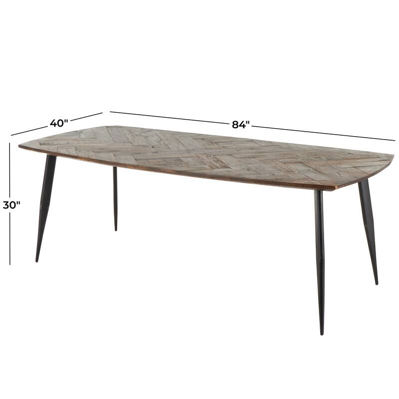 Brown Teak Wood Modern Live Edge Dining Table with Black Metal Legs