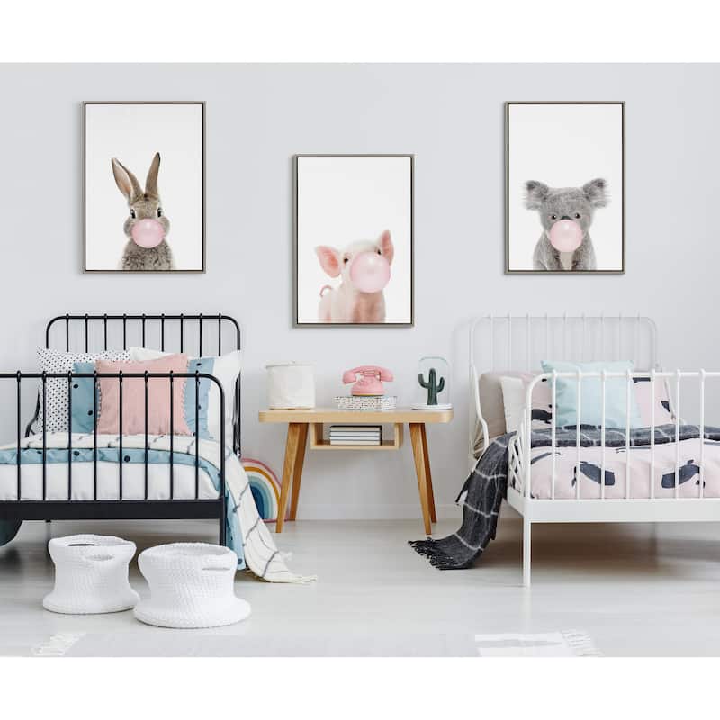 Kate and Laurel Sylvie Bubble Gum Koala Framed Canvas by Amy Peterson