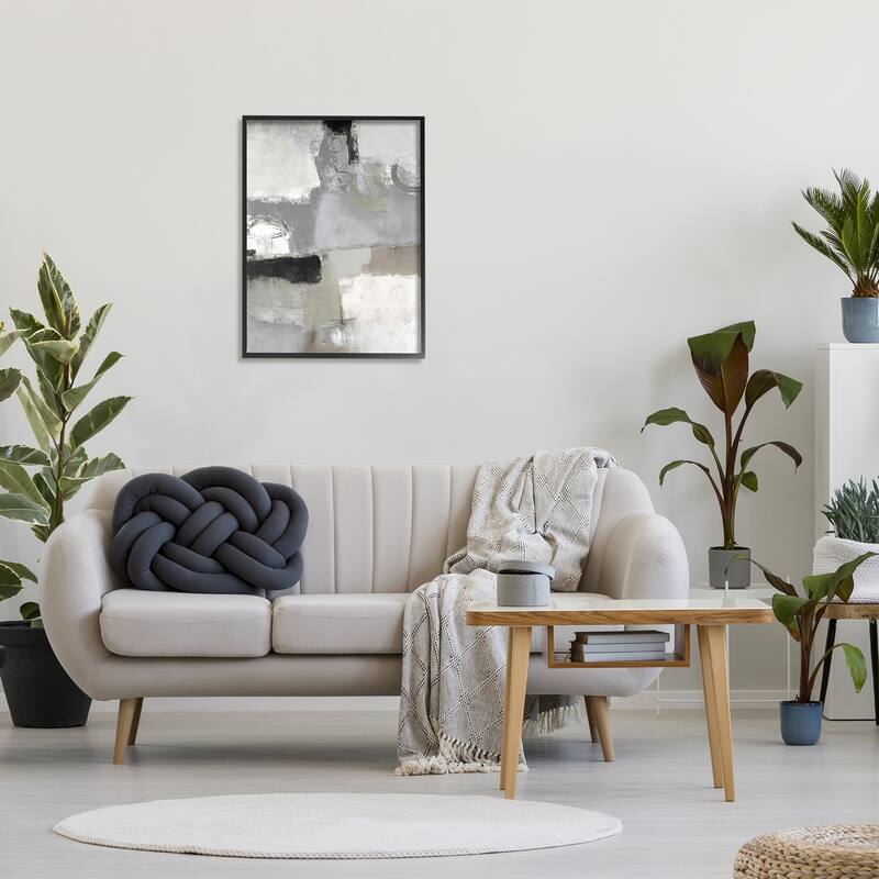 Stupell Blocked Geometric Shapes Black Detail Circles Framed Wall Art, Design by Lisa Ridgers