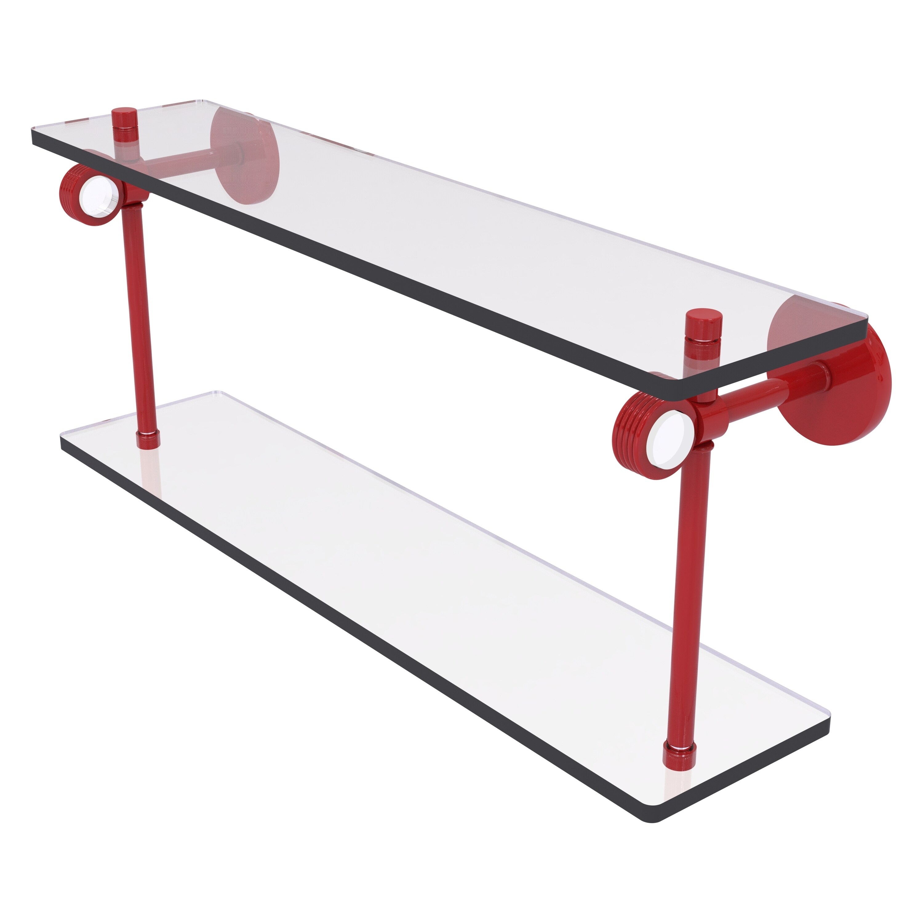 Allied Brass Clearview Collection 16 Inch Two Tiered Glass Shelf with Grooved Accents