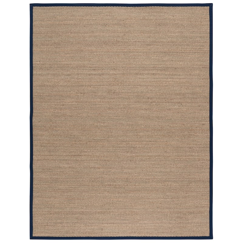 SAFAVIEH Natural Fiber Lovie Farmhouse Seagrass Rug - 8' x 10' - Natural/Navy Blue