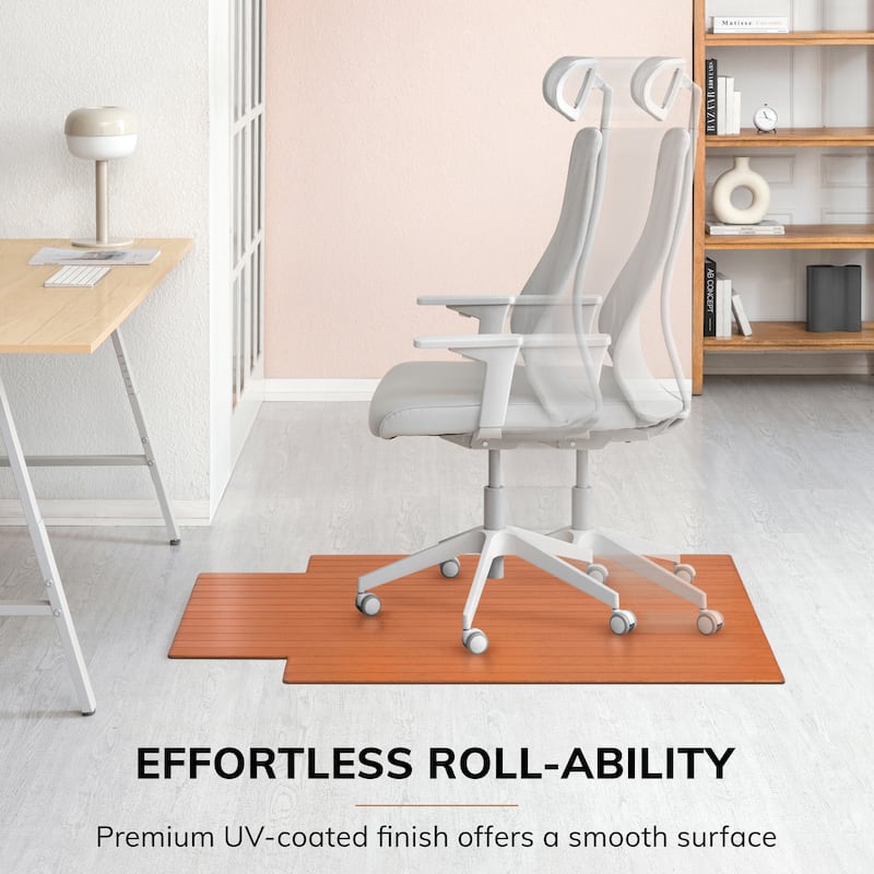 Jani Eco Bamboo Roll-up Rectangular Chair Mat with Lip - Durable and Eco-Friendly Chair Mat