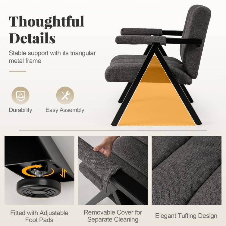 Metal Fabric Oversized Accent Chair with Tufted Cushion - 29.5" x 31" x 33"
