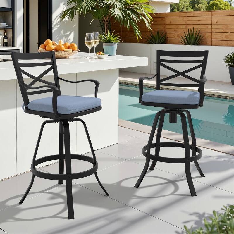 Outdoor Indoor Patio Bar Stools Aluminum Swivel Bar Chair with Sunbrella Cushion