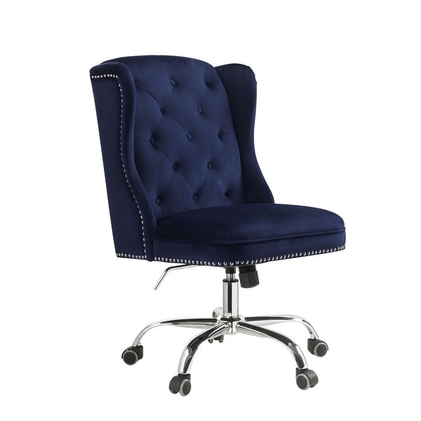 Velvet Upholstered Armless Swivel and Adjustable Tufted Office