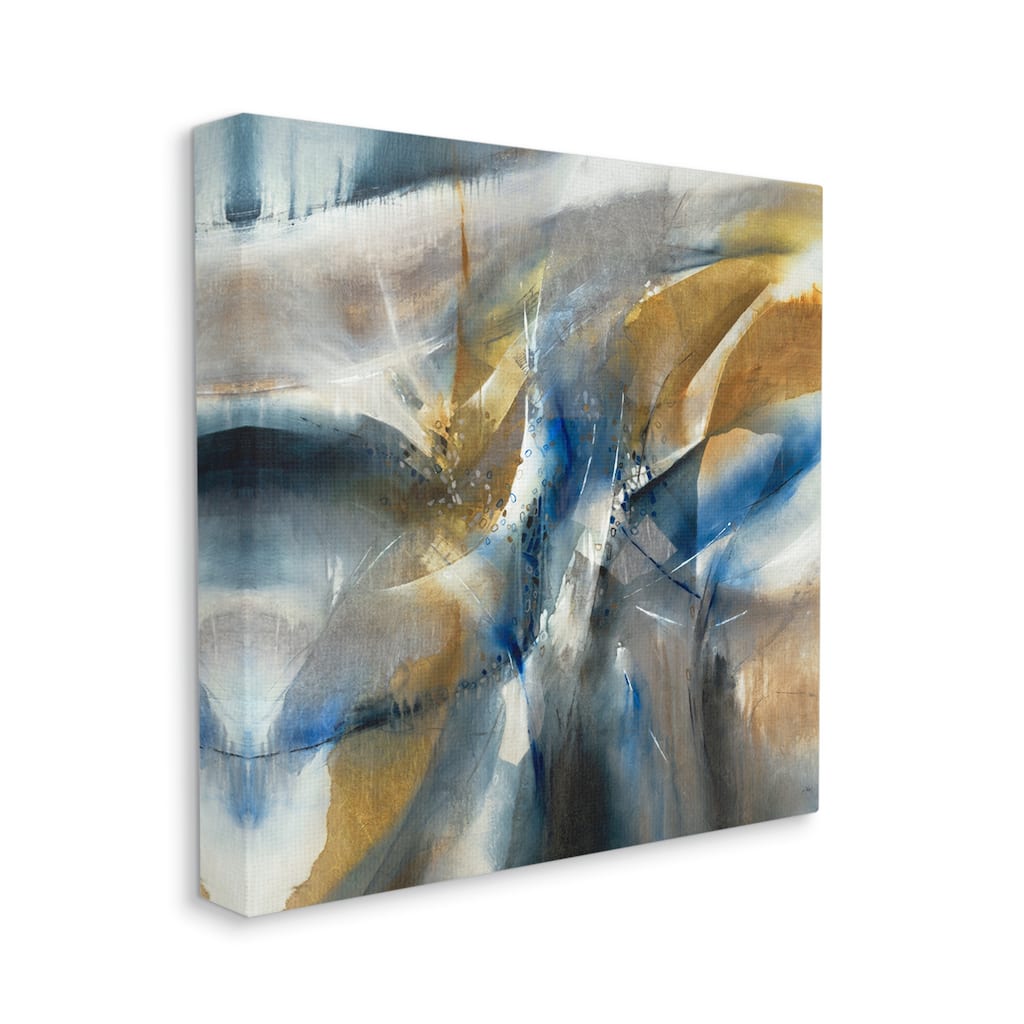 Stupell Abstract Blue Grey Yellow Distortion Busy Shape Arrangement Canvas Wall Art