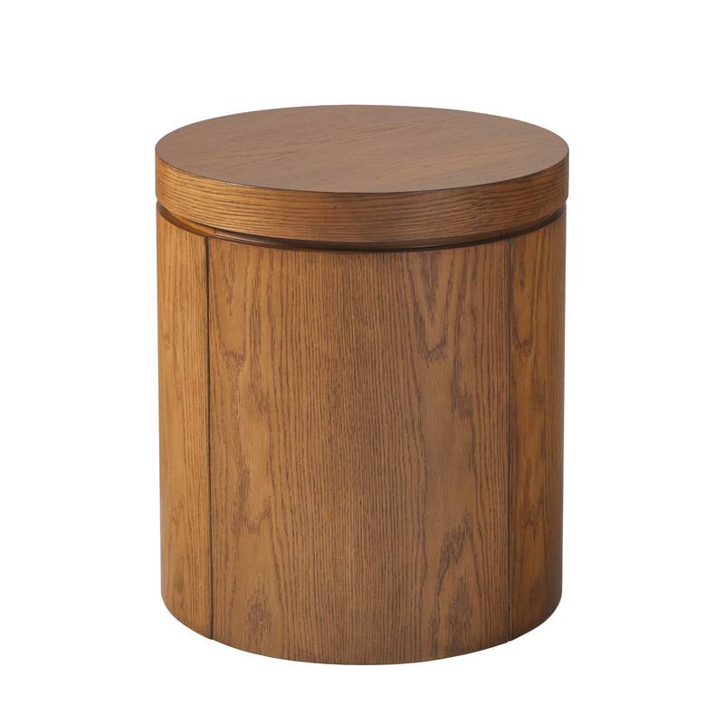 Walker Edison Modern Easy Assembly Oak Veneer Side Table with Storage