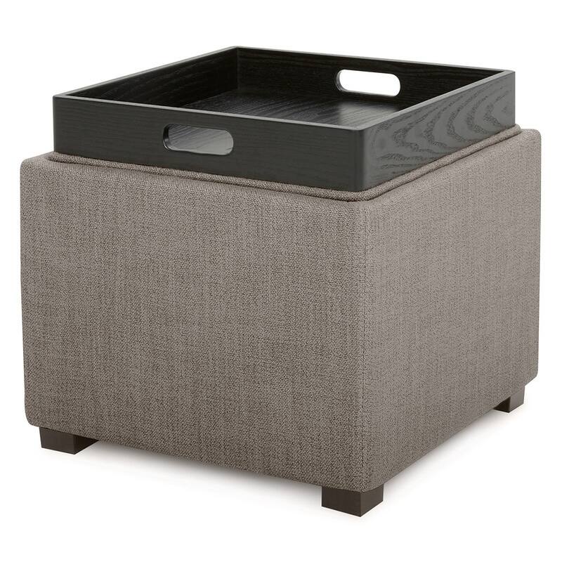 Spruce & Spring Ethan Storage Stool Ottoman - Single - Taupe-Performance Fabric