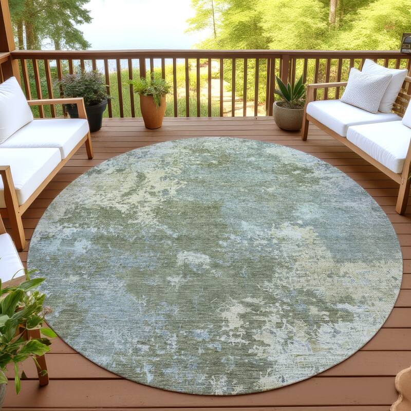 Machine Washable Indoor/ Outdoor Chic Modern Chantille Rug - Fern - 8' x 8'