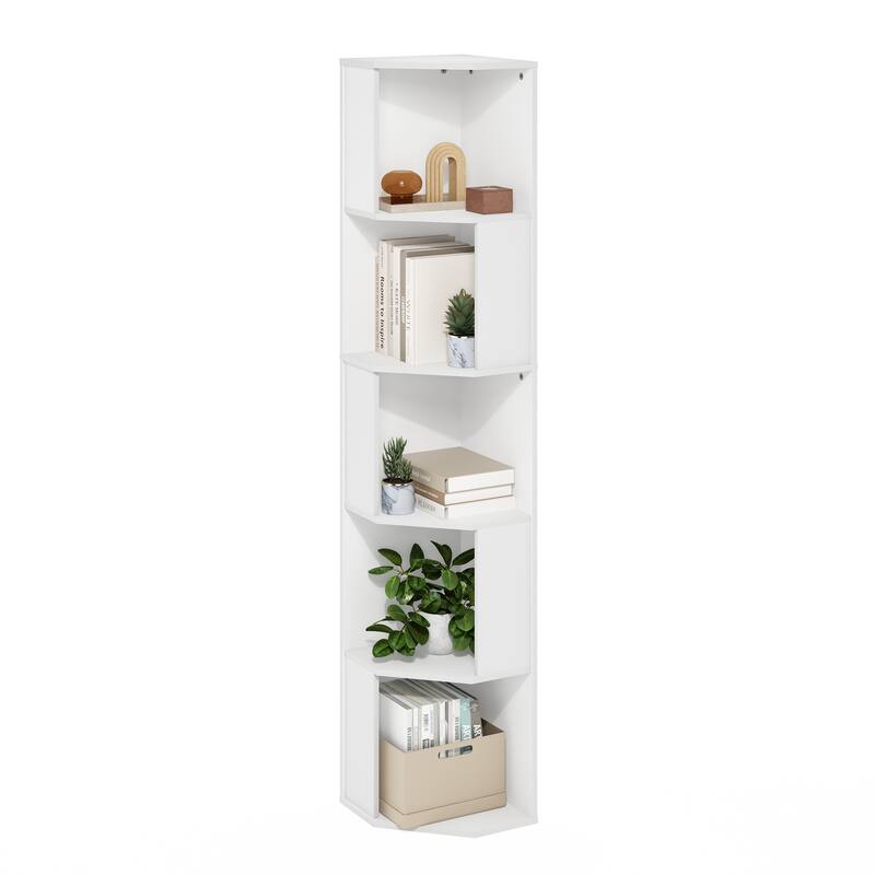 60.71 in. Tall White Wood 5-Shelf Bookcase