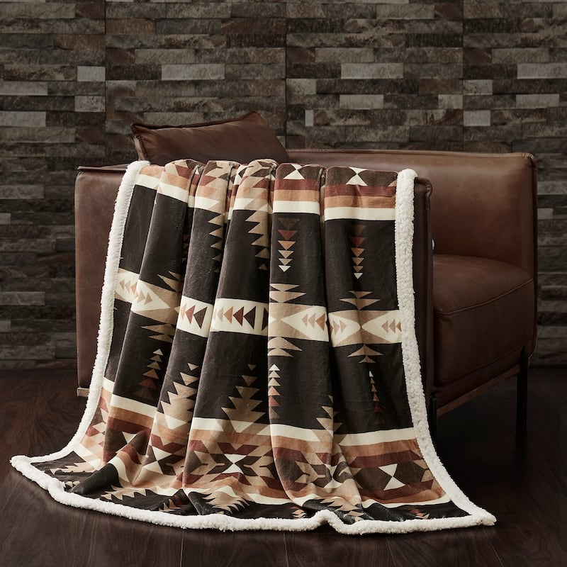 Indigo Hill by HiEnd Accents Campfire Sherpa Fleece Throw, 1PC or 3PC - 1-Piece - Yosemite