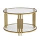 preview thumbnail 20 of 23, Modern Black Mirror Coffee Table with Gold Finish & Lower Shelf by Harper&Bright Designs