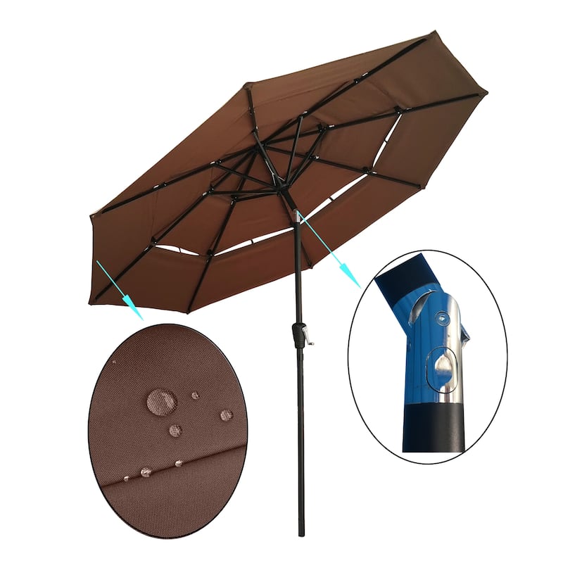 Clihome 9Ft 3-Tiers Outdoor Patio Umbrella