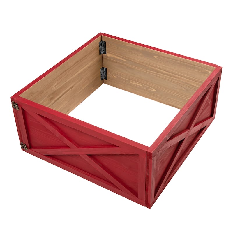 Glitzhome 22"L/26"L/32"L Handcrafted Wooden Christmas Tree Collars - 26"L - Red