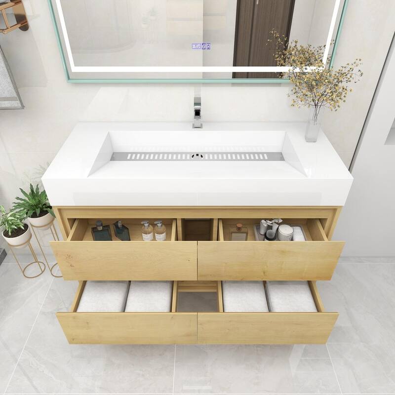 Victoria 48" Wall Mounted Modern Vanity with Acrylic Sink