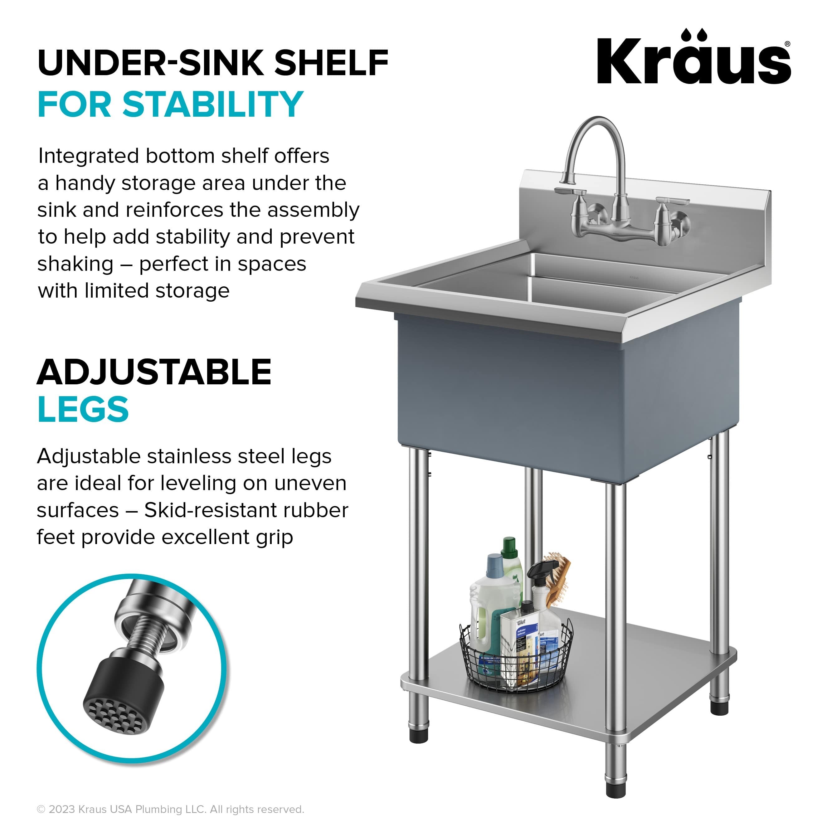 KRAUS Kore 18-Gauge Workstation Stainless Steel Utility Laundry Sink