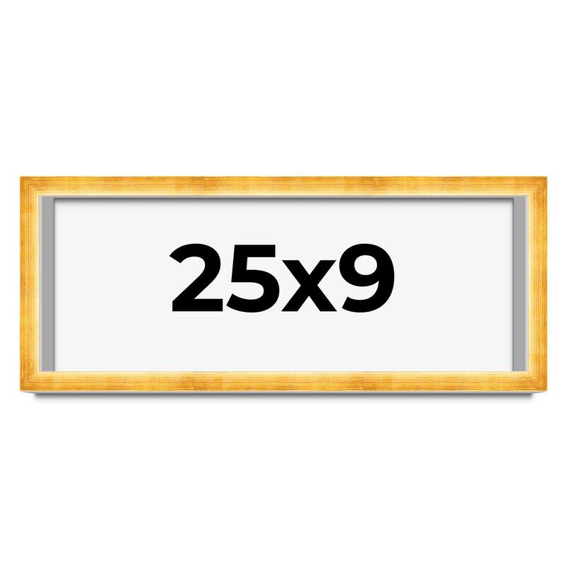 25x9 Shadow Box Frame Gold | 1.625 Inches Deep Real Wood Traditional