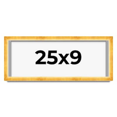25x9 Shadow Box Frame Gold | 1.625 Inches Deep Real Wood Traditional