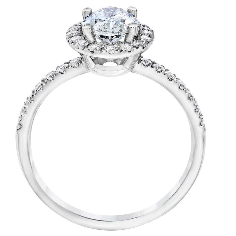 VS 2 3/4Ct Oval Diamond Halo Engagement H/VS2 Ring in 14k White Gold Lab Grown