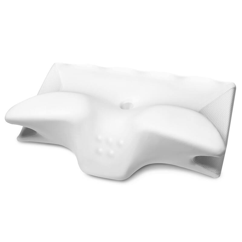 Cooling Gel Memory Foam Contour Pillow, OX Horn Cervical Pillow - White - Set of 2