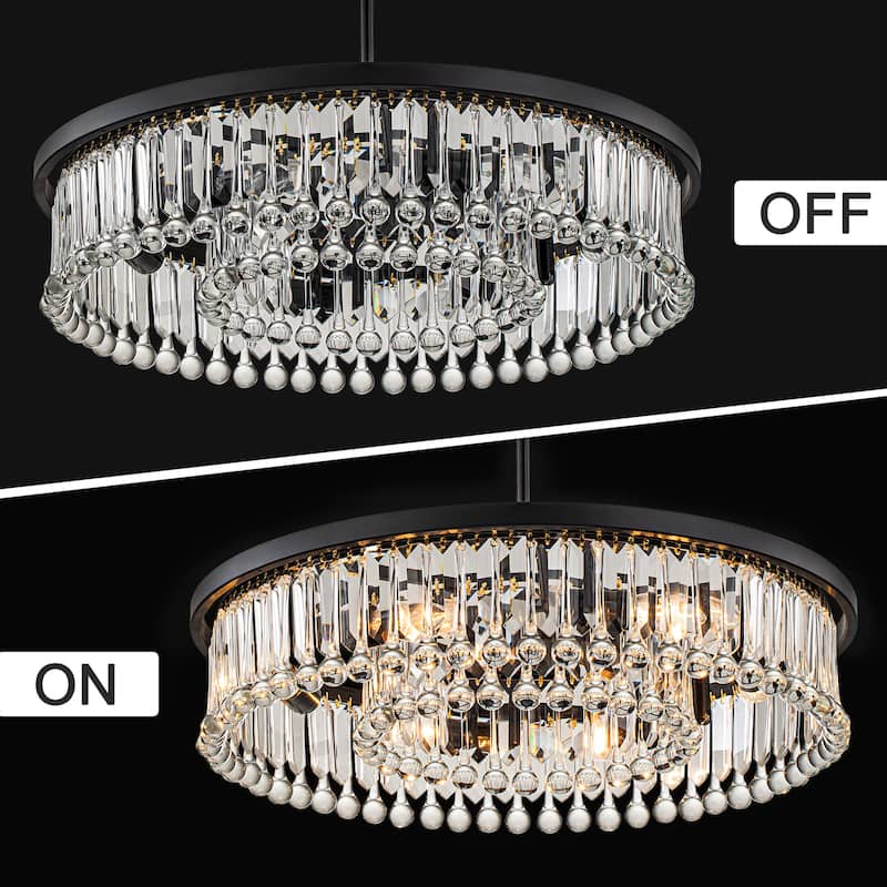 Starsky 6-Light 21" Modern Crystal Drum Living Room Contemporary Round Chandelier