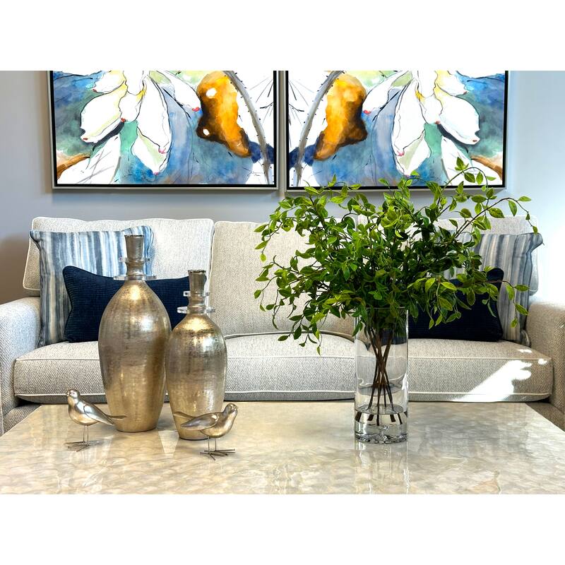 Organic Modern Nandina Arranged in Glass Vase - Green