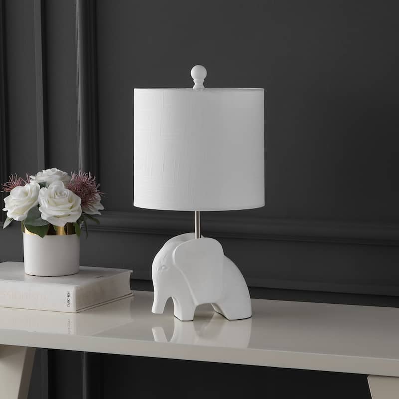 Harlow 17.5" Eclectic Southwestern Resin/Iron Elephant LED Kids Table Lamp, by JONATHAN Y