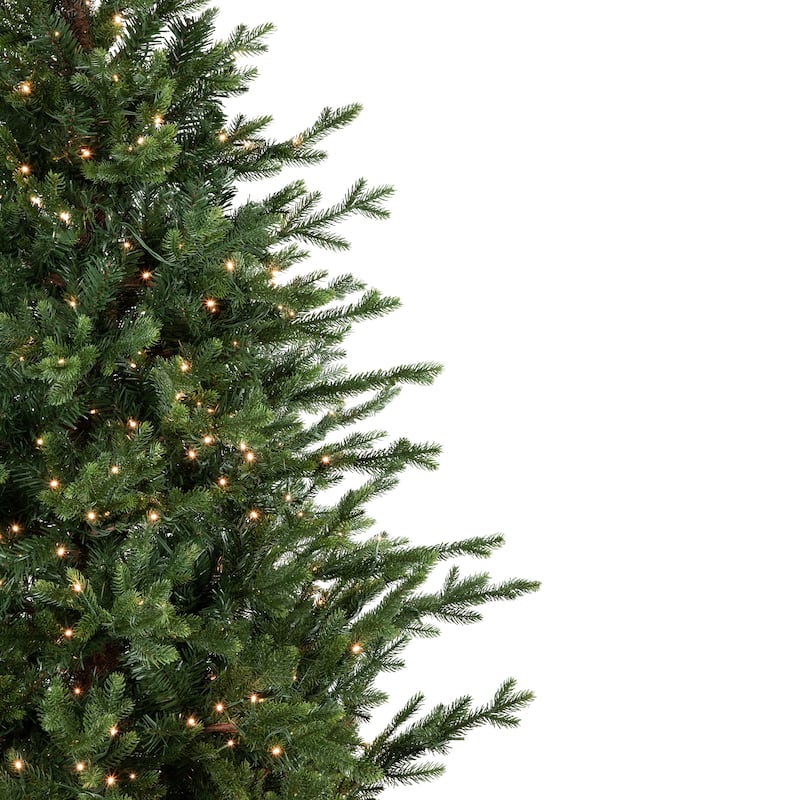 Pre-Lit Potted Deluxe Russian Pine Artificial Christmas Tree Warm White LED Lights